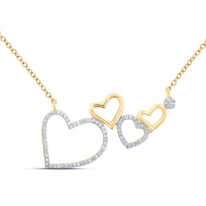 Diamond Pendant Necklace | 10kt Yellow Gold Womens Round Diamond Heart Necklace 1/6 Cttw | Splendid Jewellery GND