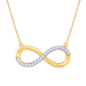 Diamond Pendant Necklace | 10kt Yellow Gold Womens Round Diamond Infinity Necklace 1/20 Cttw | Splendid Jewellery GND
