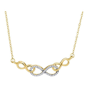 Diamond Pendant Necklace | 10kt Yellow Gold Womens Round Diamond Infinity Pendant Necklace 1/5 Cttw | Splendid Jewellery GND