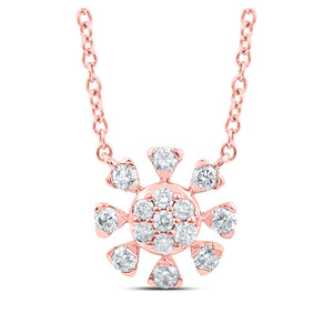 Diamond Pendant Necklace | 14kt Rose Gold Womens Round Diamond 18-inch Cluster Necklace 1/3 Cttw | Splendid Jewellery GND