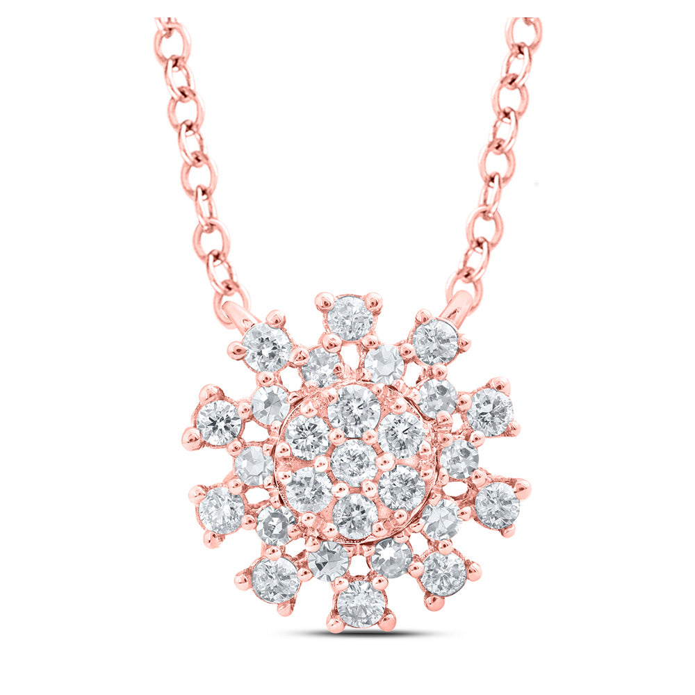 Diamond Pendant Necklace | 14kt Rose Gold Womens Round Diamond 18-inch Cluster Necklace 1/5 Cttw | Splendid Jewellery GND