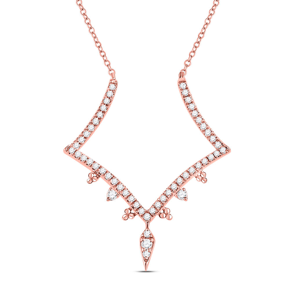 Diamond Pendant Necklace | 14kt Rose Gold Womens Round Diamond Fashion Necklace 1/4 Cttw | Splendid Jewellery GND