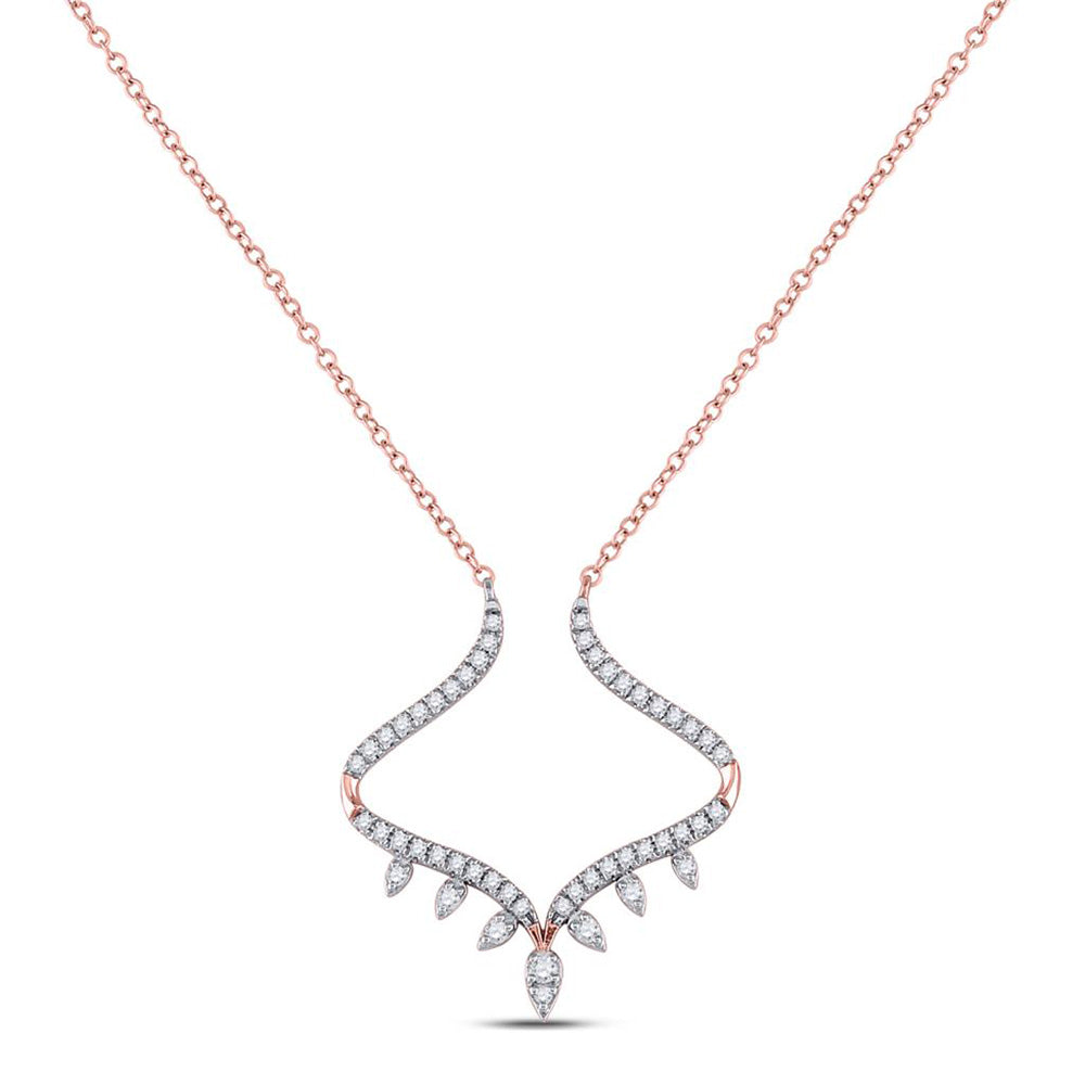 Diamond Pendant Necklace | 14kt Rose Gold Womens Round Diamond Fashion Necklace 1/4 Cttw | Splendid Jewellery GND