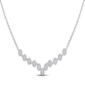 Diamond Pendant Necklace | 14kt White Gold Womens Princess Diamond Fashion Cocktail Necklace 1-7/8 Cttw | Splendid Jewellery GND