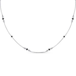 Diamond Pendant Necklace | 14kt White Gold Womens Round Black Color Enhanced Diamond Fashion Necklace 1/5 Cttw | Splendid Jewellery GND