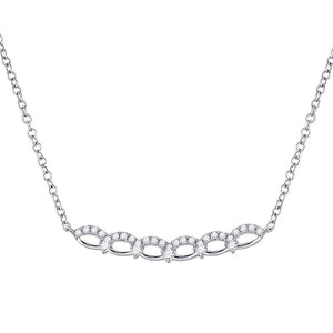 Diamond Pendant Necklace | 14kt White Gold Womens Round Diamond Bar Necklace 1/3 Cttw | Splendid Jewellery GND