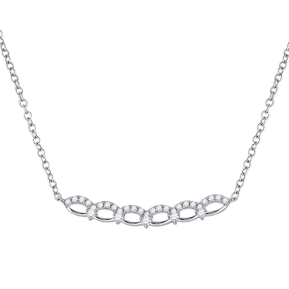 Diamond Pendant Necklace | 14kt White Gold Womens Round Diamond Bar Necklace 1/3 Cttw | Splendid Jewellery GND