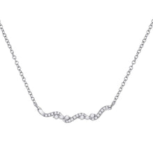Load image into Gallery viewer, Radiant Reflections: 14kt White Gold Diamond Bar Necklace - Top View
