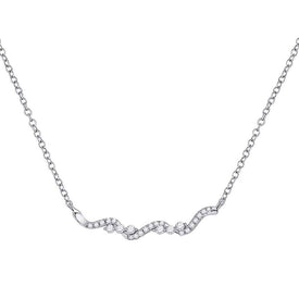 Radiant Reflections: 14kt White Gold Diamond Bar Necklace - Top View