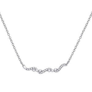 Diamond Pendant Necklace | 14kt White Gold Womens Round Diamond Bar Necklace 1/5 Cttw | Splendid Jewellery GND