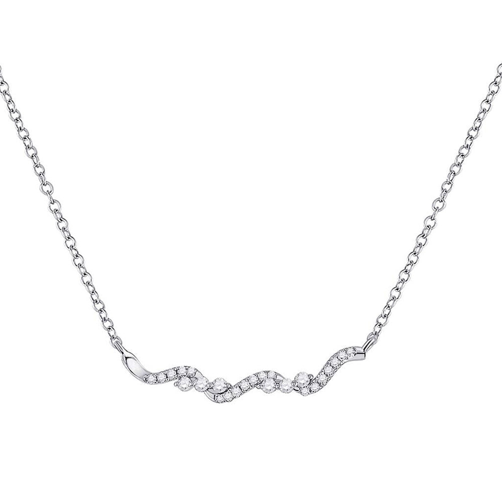 Diamond Pendant Necklace | 14kt White Gold Womens Round Diamond Bar Necklace 1/5 Cttw | Splendid Jewellery GND