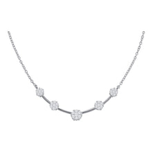 Load image into Gallery viewer, Radiant Brilliance: 14kt White Gold Diamond Cluster Pendant Necklace - Top View