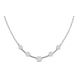 Radiant Brilliance: 14kt White Gold Diamond Cluster Pendant Necklace - Top View