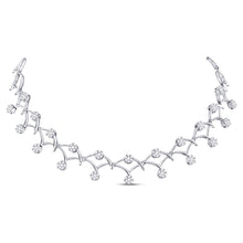 Load image into Gallery viewer, Radiant Brilliance: 14kt White Gold Diamond Cluster Pendant Necklace - Top View