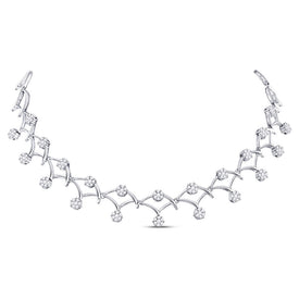 Radiant Brilliance: 14kt White Gold Diamond Cluster Pendant Necklace - Top View