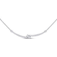 Load image into Gallery viewer, 14kt White Gold Romantic Diamond Curved Bar Necklace - Top View