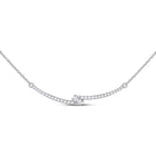 14kt White Gold Romantic Diamond Curved Bar Necklace - Top View