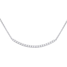 Load image into Gallery viewer, 14kt White Gold Diamond Curved Bar Necklace - A Mesmerizing Masterpiece  Top View from Splendid Jewellery