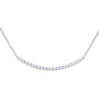 14kt White Gold Diamond Curved Bar Necklace - A Mesmerizing Masterpiece  Top View from Splendid Jewellery