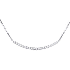14kt White Gold Diamond Curved Bar Necklace - A Mesmerizing Masterpiece  Top View from Splendid Jewellery