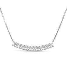 Load image into Gallery viewer, 14kt White Gold Diamond Curved Bar Necklace - A Radiant Symphony of Elegance - Top View