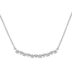 14kt White Gold Diamond Curved Bar Necklace: A Mesmerizing Masterpiece of Elegance and Brilliance - Top View