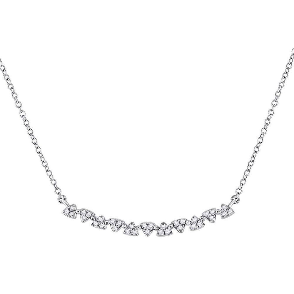Diamond Pendant Necklace | 14kt White Gold Womens Round Diamond Curved Bar Necklace 1/6 Cttw | Splendid Jewellery GND