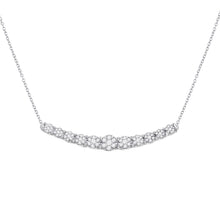Load image into Gallery viewer, 14kt White Gold Diamond Curved Graduated Bar Necklace - Top View