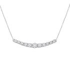 14kt White Gold Diamond Curved Graduated Bar Necklace - Top View