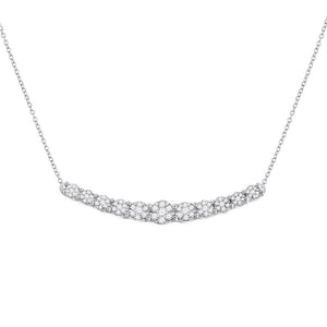 Diamond Pendant Necklace | 14kt White Gold Womens Round Diamond Curved Graduated Bar Necklace 1/2 Cttw | Splendid Jewellery GND