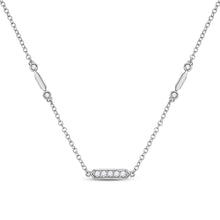 Load image into Gallery viewer, 14kt White Gold Dazzling Diamond Bar Necklace - A Captivating Beauty - Top View