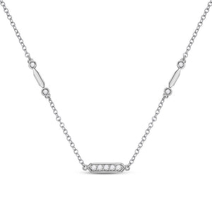 Diamond Pendant Necklace | 14kt White Gold Womens Round Diamond Fashion Bar Necklace 1/4 Cttw | Splendid Jewellery GND