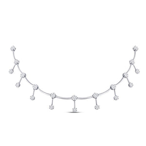 Diamond Pendant Necklace | 14kt White Gold Womens Round Diamond Flower Cluster Necklace 3 Cttw | Splendid Jewellery GND