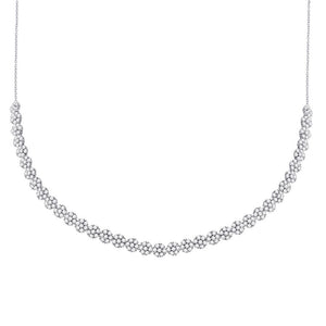 Diamond Pendant Necklace | 14kt White Gold Womens Round Diamond Flower Cluster Necklace 4-1/2 Cttw | Splendid Jewellery GND
