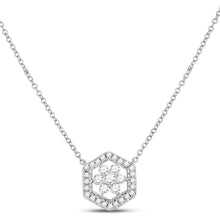 Load image into Gallery viewer, 14kt White Gold Diamond Geometric Cluster Pendant Necklace: A Mesmerizing Brilliance - Top View