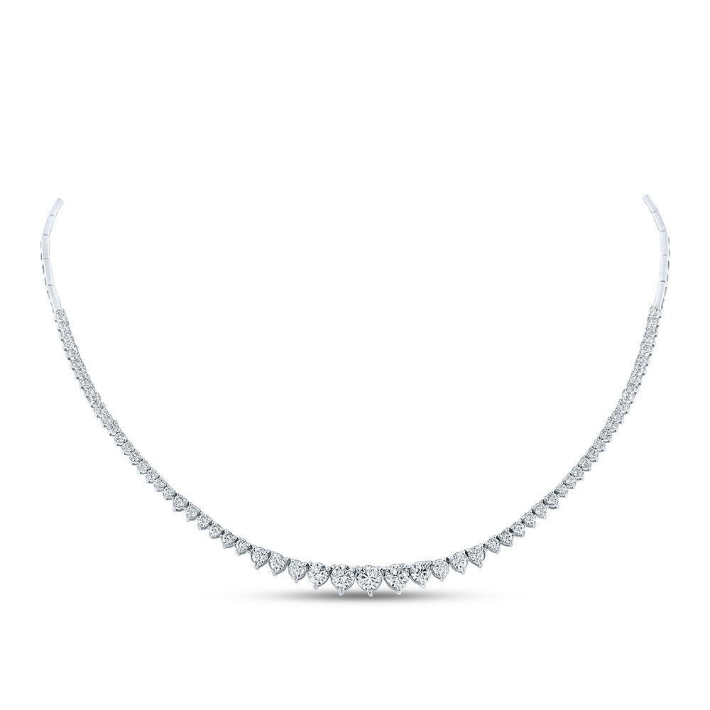 Diamond Pendant Necklace | 14kt White Gold Womens Round Diamond Graduated Cocktail Necklace 4-1/2 Cttw | Splendid Jewellery GND