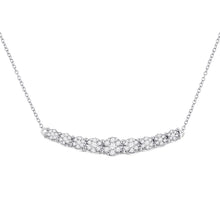 Load image into Gallery viewer, 14kt White Gold Graduated Curved Bar Diamond Pendant Necklace - Top View