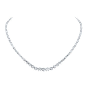 Diamond Pendant Necklace | 14kt White Gold Womens Round Diamond Graduated Tennis Necklace 5-3/4 Cttw | Splendid Jewellery GND