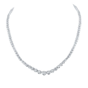 Diamond Pendant Necklace | 14kt White Gold Womens Round Diamond Graduated Tennis Necklace 7-7/8 Cttw | Splendid Jewellery GND