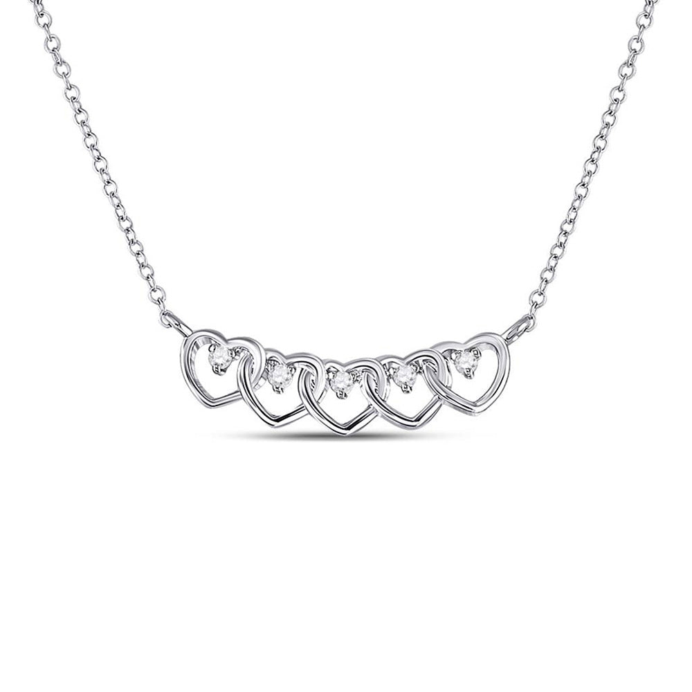 Diamond Pendant Necklace | 14kt White Gold Womens Round Diamond Heart Necklace 1/20 Cttw | Splendid Jewellery GND