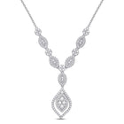 Radiant Elegance: 14kt White Gold Diamond Dangle Necklace - Top View
