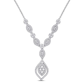 Radiant Elegance: 14kt White Gold Diamond Dangle Necklace - Top View