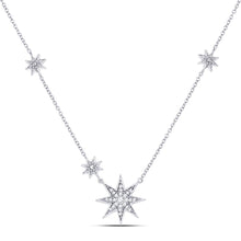 Load image into Gallery viewer, 14kt White Gold Starburst Diamond Pendant Necklace - A Mesmerizing Masterpiece - Top View
