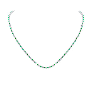 Diamond Pendant Necklace | 14kt White Gold Womens Round Emerald Diamond Single Row Tennis Necklace 5 Cttw | Splendid Jewellery GND