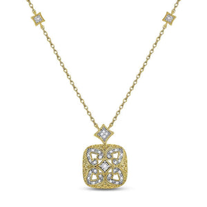 Diamond Pendant Necklace | Sterling Silver Womens Round Diamond Filigree Fashion Necklace 1/10 Cttw | Splendid Jewellery GND