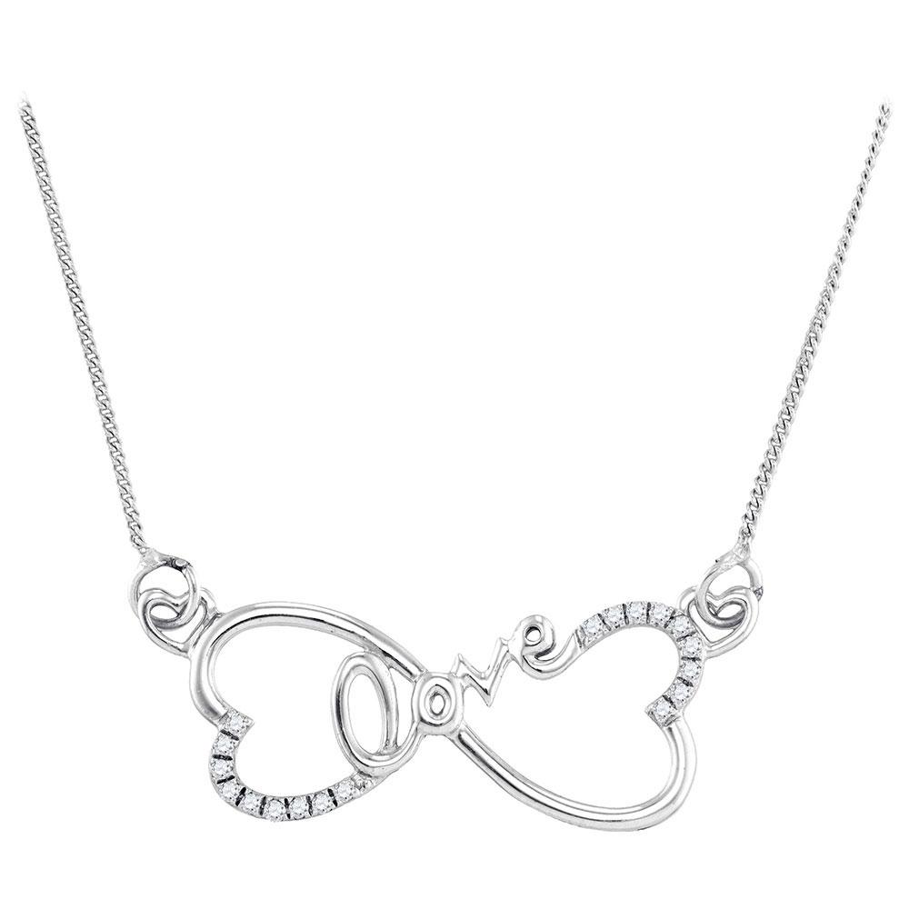 Diamond Pendant Necklace | Sterling Silver Womens Round Diamond Heart Infinity Love Pendant Necklace 1/10 Cttw | Splendid Jewellery GND