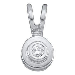 Diamond Solitaire Pendant | 10kt White Gold Womens Round Diamond Solitaire Circle Pendant .03 Cttw | Splendid Jewellery GND