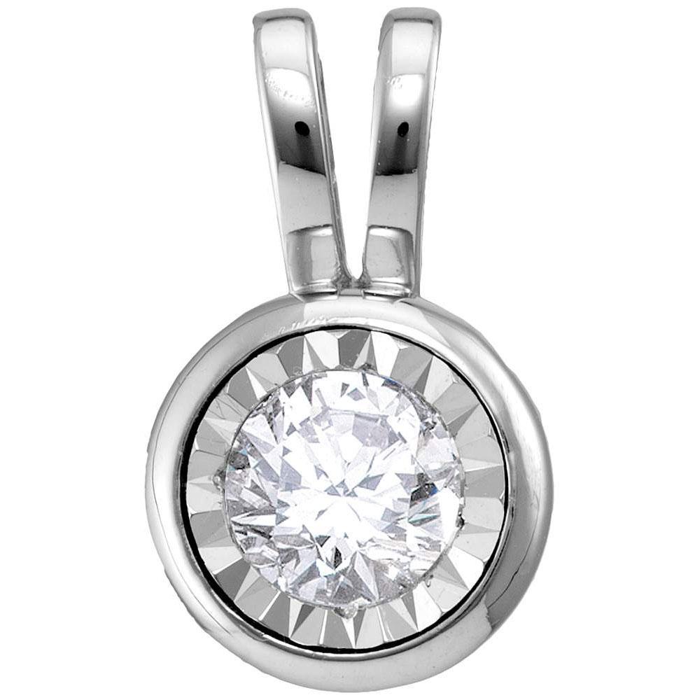Diamond Solitaire Pendant | 10kt White Gold Womens Round Diamond Solitaire Pendant 1/4 Cttw | Splendid Jewellery GND