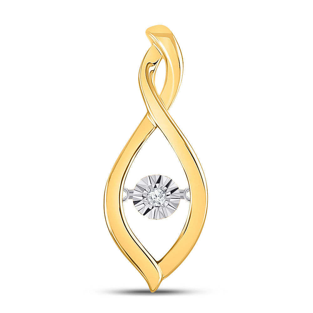 Diamond Solitaire Pendant | 10kt Yellow Gold Womens Round Diamond Moving Twinkle Solitaire Pendant .03 Cttw | Splendid Jewellery GND