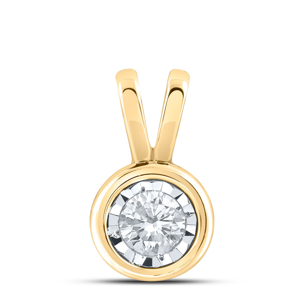 Diamond Solitaire Pendant | 10kt Yellow Gold Womens Round Diamond Solitaire Pendant 1/4 Cttw | Splendid Jewellery GND